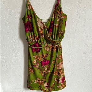 Floral Green Velvet Tank